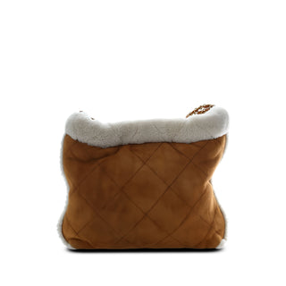Chanel Large Shearling Trimmed Quilted Suede 22 Hobo