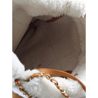 Chanel Large Shearling Trimmed Quilted Suede 22 Hobo