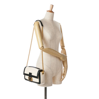 Fendi Bicolor Leather Chain Midi Baguette