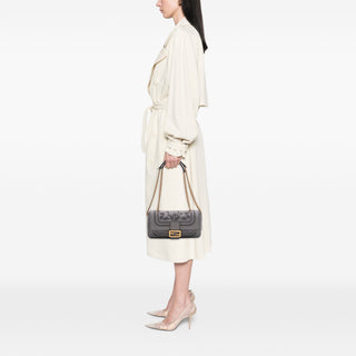 Fendi Embroidered Lace Leather Baguette Chain