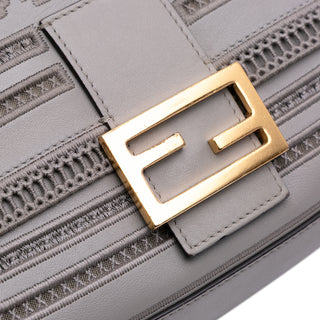 Fendi Embroidered Lace Leather Baguette Chain