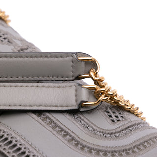 Fendi Embroidered Lace Leather Baguette Chain