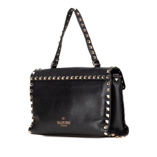Valentino Small Pebbled Calfskin Rockstud Single Handle Flap