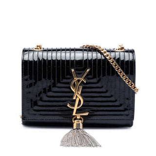 Saint Laurent Small Quilted Patent Monogram Kate Tassel Crossbody