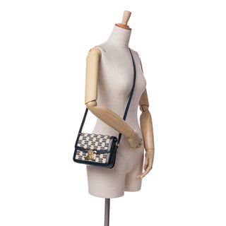 Celine Teen Embroidered Canvas and Calfskin Triomphe Crossbody