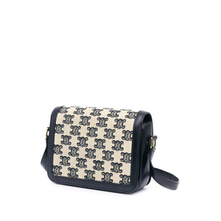 Celine Teen Embroidered Canvas and Calfskin Triomphe Crossbody