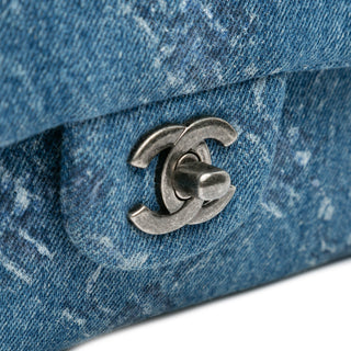 Chanel Medium Classic Printed Denim Double Flap