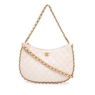 Chanel Large Shiny Crumpled Quilted Lambskin Trendy Chain Around Hobo