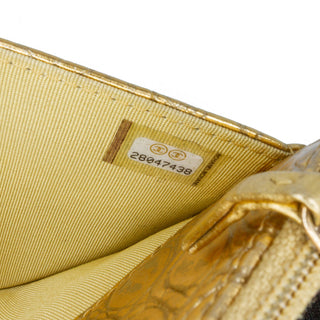 Chanel CC Metallic Calfskin Crocodile Embossed Wallet On Chain