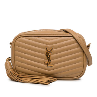 Saint Laurent Mini Chevron Grain de Poudre Monogram Lou Camera Bag