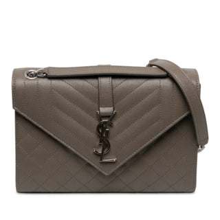 Saint Laurent Medium Grain de Poudre Triquilt Monogram Envelope Bag