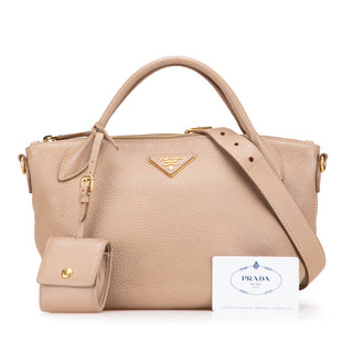 Prada Vitello Daino Zip Top Satchel