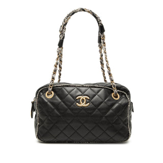 Chanel CC Quilted Lambskin Tweedy Bowler Bag