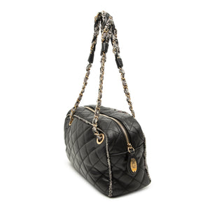 Chanel CC Quilted Lambskin Tweedy Bowler Bag