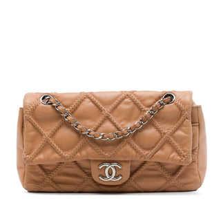 Chanel CC Quilted Calfskin Embossed Stitch Flap