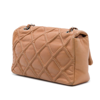 Chanel CC Quilted Calfskin Embossed Stitch Flap