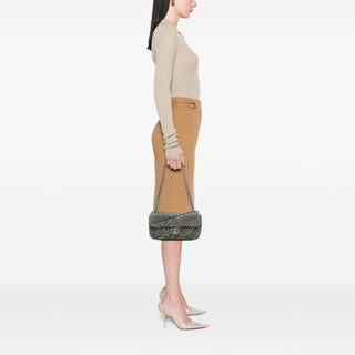 Chanel Medium Embroidered Denim Camellia Fla
