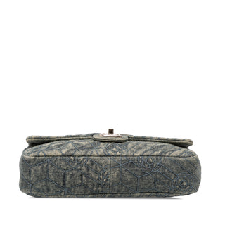 Chanel Medium Embroidered Denim Camellia Fla
