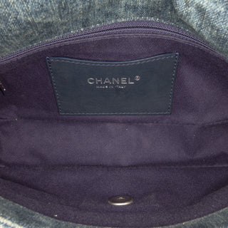 Chanel Medium Embroidered Denim Camellia Fla