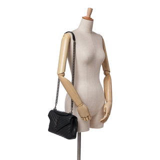 Ysl Medium Quilted Chevron Sheepskin College Satchel