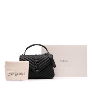 Ysl Medium Quilted Chevron Sheepskin College Satchel