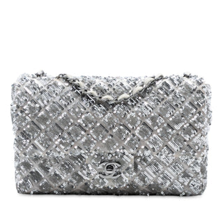 Chanel Medium Classic Satin and Sequin Single Flap