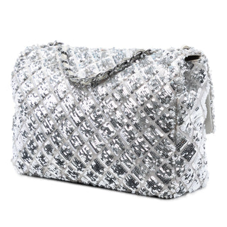 Chanel Medium Classic Satin and Sequin Single Flap
