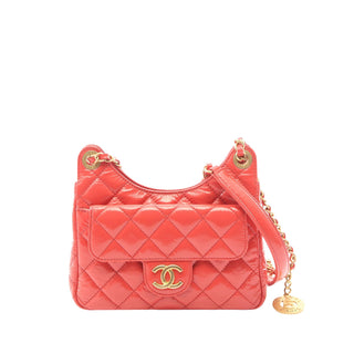Chanel Small Shiny Crumpled Calfskin Wavy CC Hobo