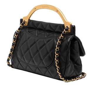 Chanel Small Quilted Calfskin Lady Handle Clutch With Chain