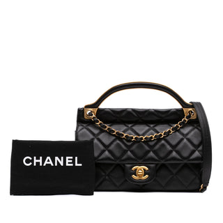 Chanel Small Quilted Calfskin Lady Handle Clutch With Chain