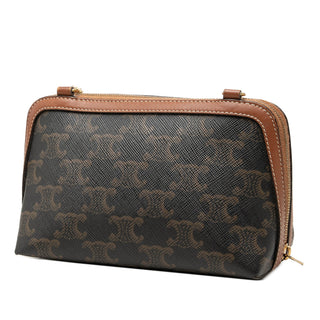Celine Triomphe Coated Canvas Embroidered Logo Clutch On Chain
