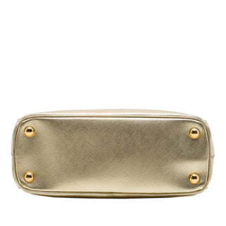 Prada Mini Metallic Saffiano Lux Galleria Double Zip Satchel