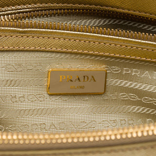 Prada Mini Metallic Saffiano Lux Galleria Double Zip Satchel