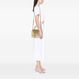 Prada Mini Metallic Saffiano Lux Galleria Double Zip Satchel