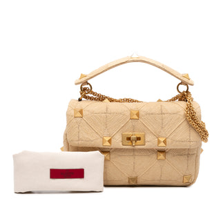 Bolsa Large Raffia Roman Stud Satchel
