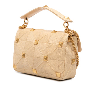 Bolsa Large Raffia Roman Stud Satchel