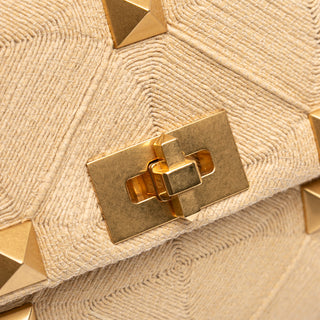 Bolsa Large Raffia Roman Stud Satchel