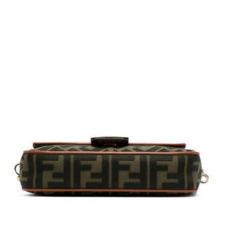 Fendi Zucca Embroidered Canvas Baguette Satchel