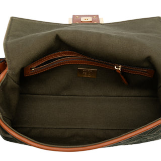 Fendi Zucca Embroidered Canvas Baguette Satchel