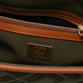 Fendi Zucca Embroidered Canvas Baguette Satchel