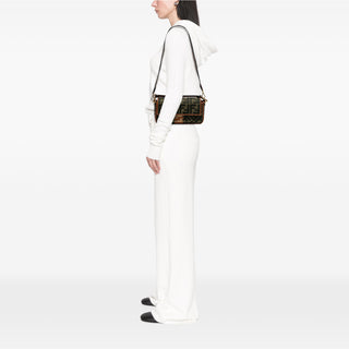 Fendi Zucca Embroidered Canvas Baguette Satchel