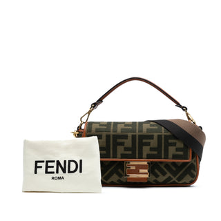 Fendi Zucca Embroidered Canvas Baguette Satchel
