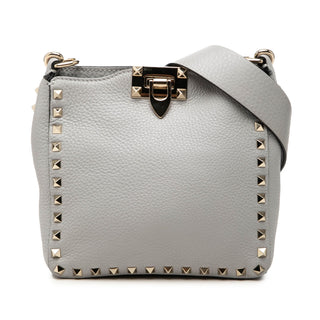 Valentino Mini Pebbled Calfskin Rockstud Flip Lock Messenger Bag