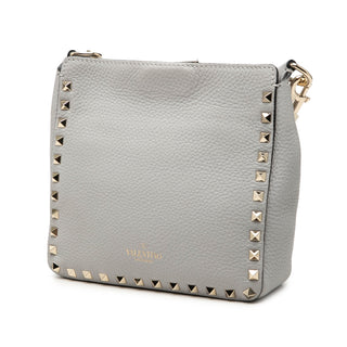 Valentino Mini Pebbled Calfskin Rockstud Flip Lock Messenger Bag