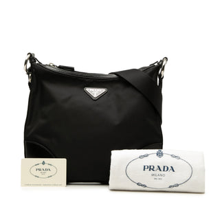 Prada Leather Trimmed Tessuto Zip Top Crossbody