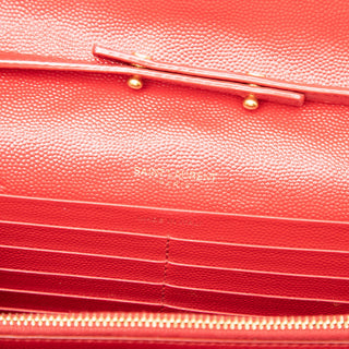 Saint Laurent Grain De Poudre Chevron Monogram Envelope Wallet on Chain
