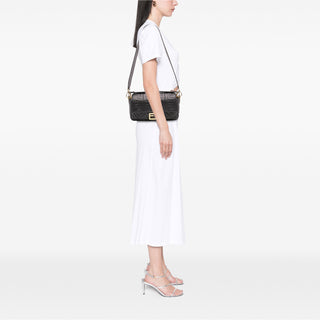 Fendi Zucca Embossed Leather Baguette Satchel