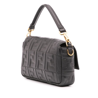 Fendi Zucca Embossed Leather Baguette Satchel