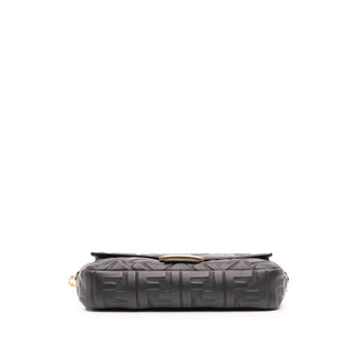 Fendi Zucca Embossed Leather Baguette Satchel