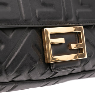Fendi Zucca Embossed Leather Baguette Satchel